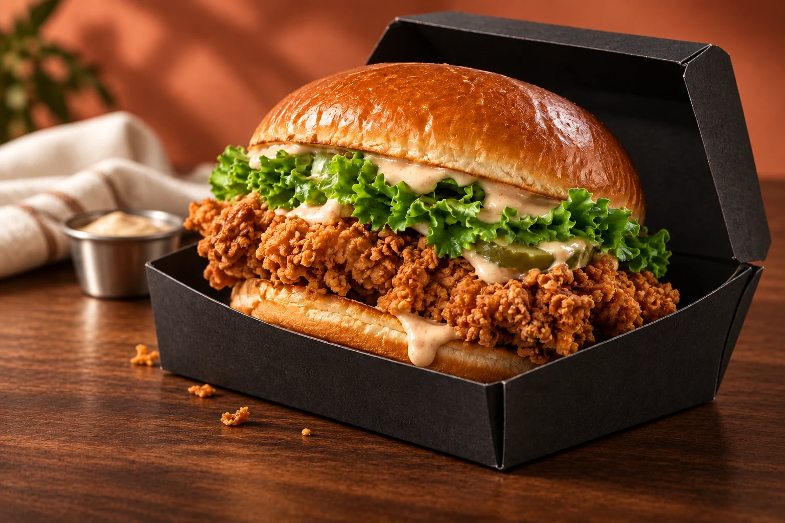 Chicken burger with professional campaign presentation
