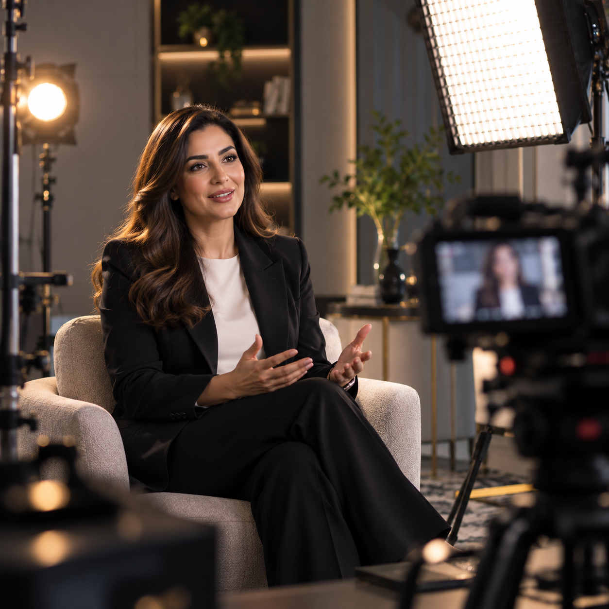 On-camera personal branding interview in a professional studio